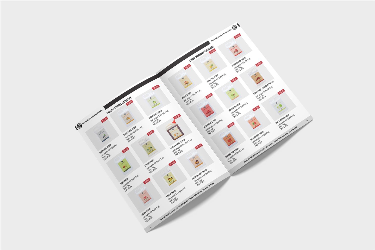 Boba Supply Warehouse syrup product catalogue spread