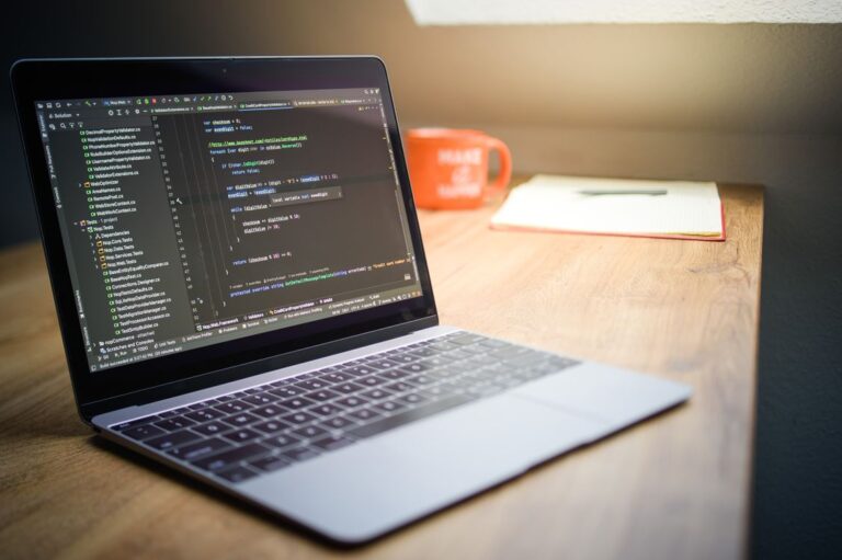 Stock photograph of a laptop used for software development