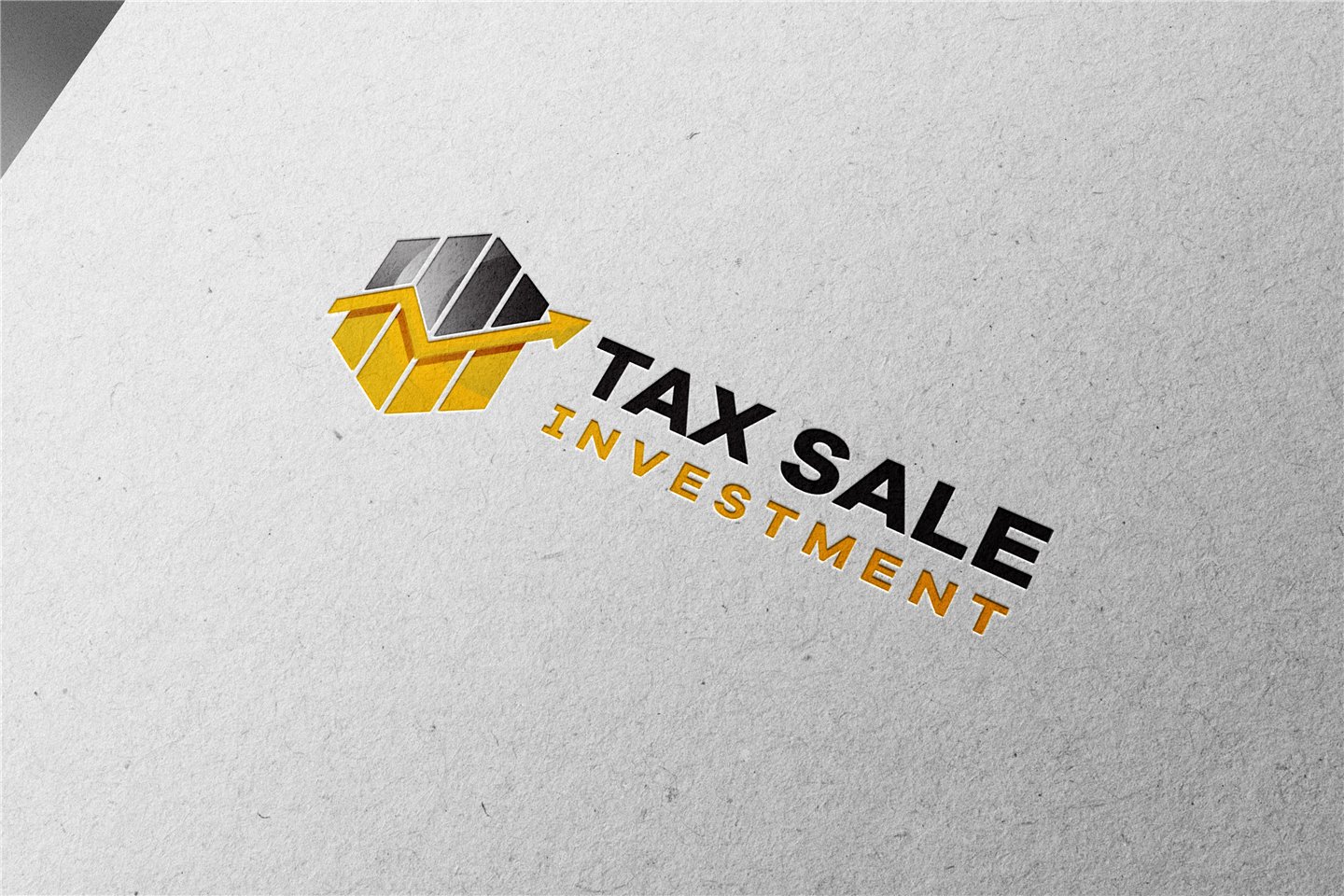 Tax Sale Investment geometric logo and wordmark mockup